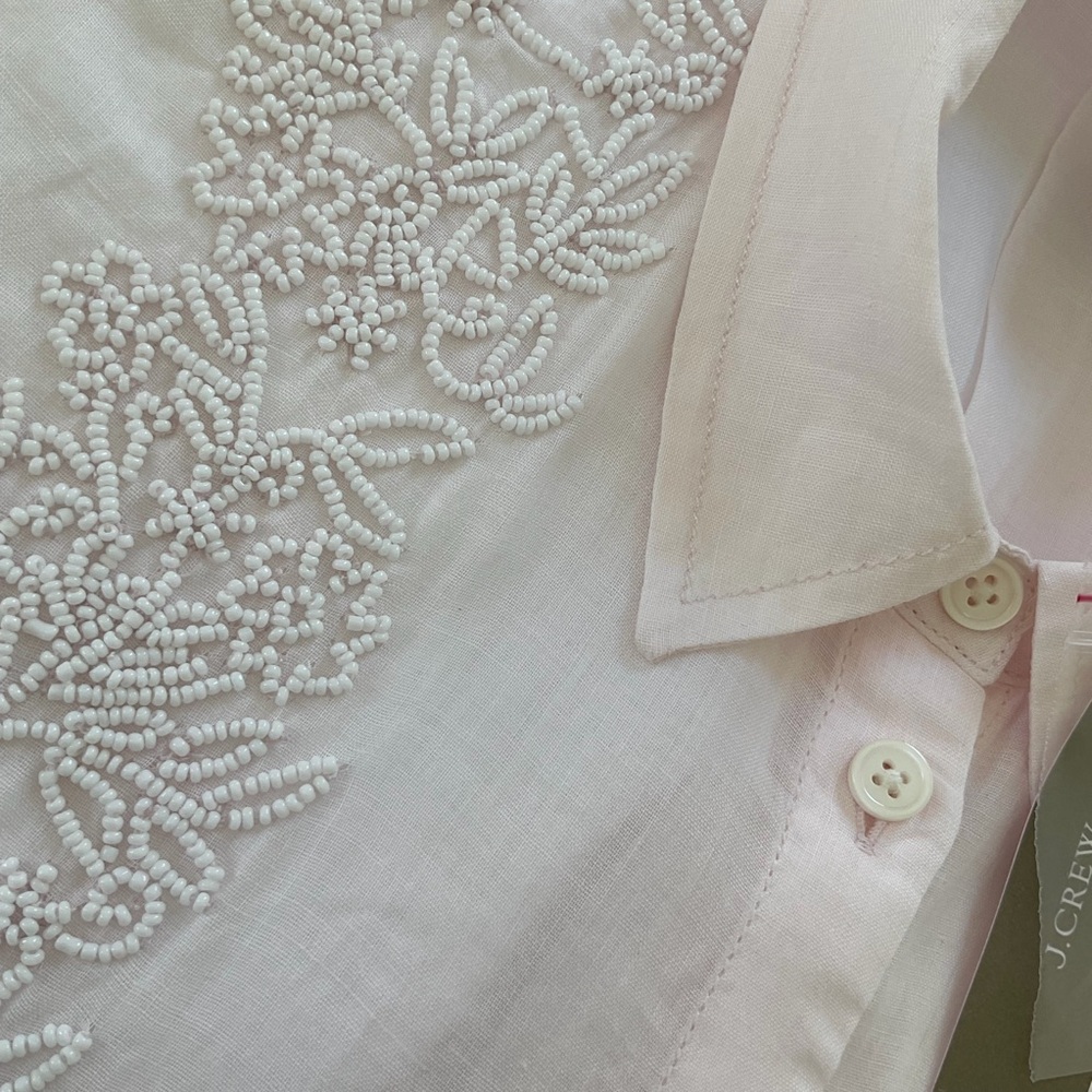 J. Crew Collection Beaded Button-up Shirt in Ramie NWT - Picture 5 of 8